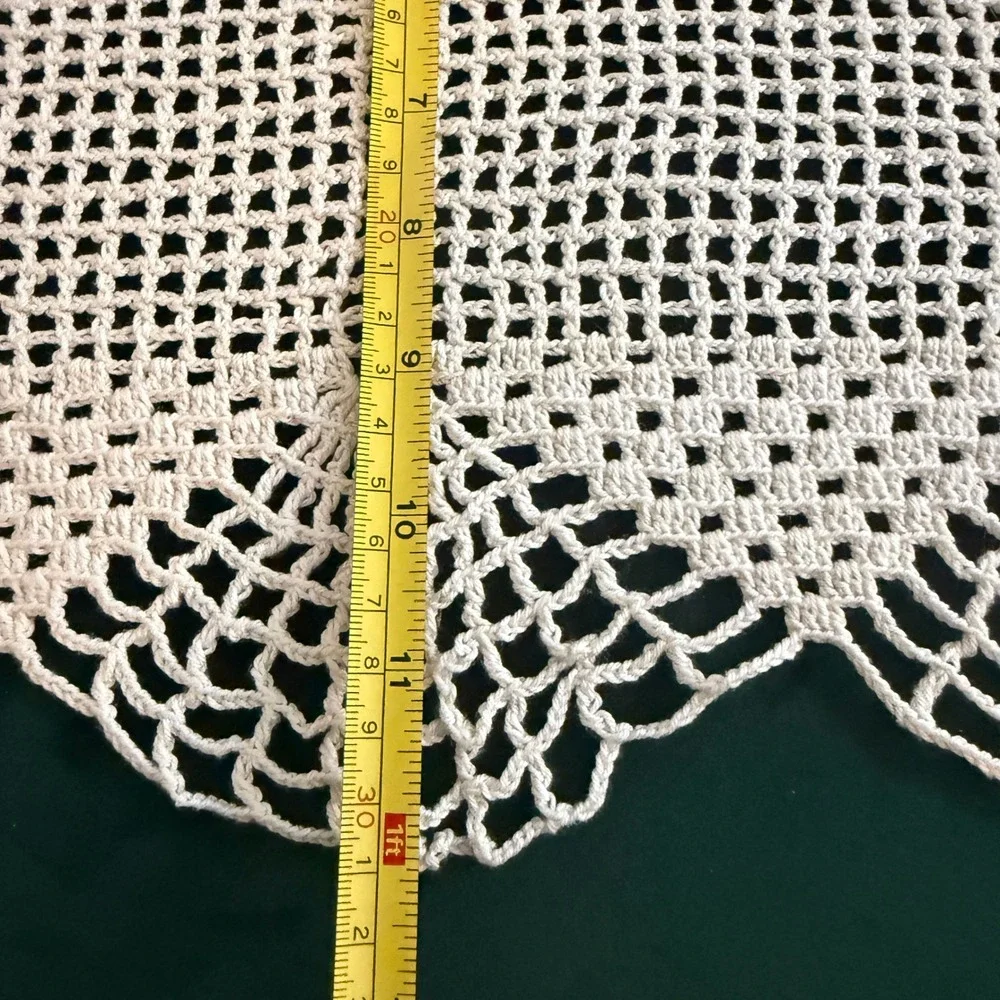 Vintage Handmade Crochet Doily Cream Off‎ White Scalloped Edge Rectangle 17x12